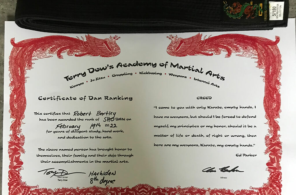 Black Belt And Certificate